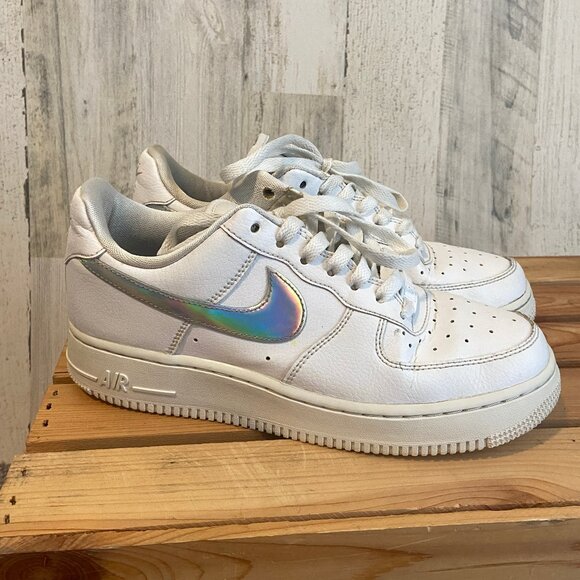 CLEARANCE! Nike Women's Size 7.5 Air Force 1 Low Sneakers White with Iridescent - Picture 1 of 13